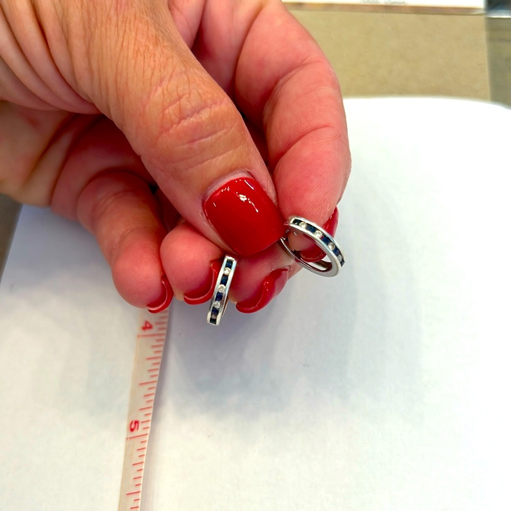 Sapphire and diamond channel set hoop earrings